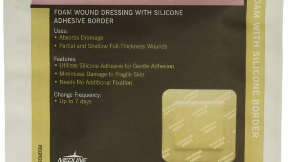 Medline Optifoam Gentle Border Adhesive Dressings, 6 x 6 (Pack of 10)