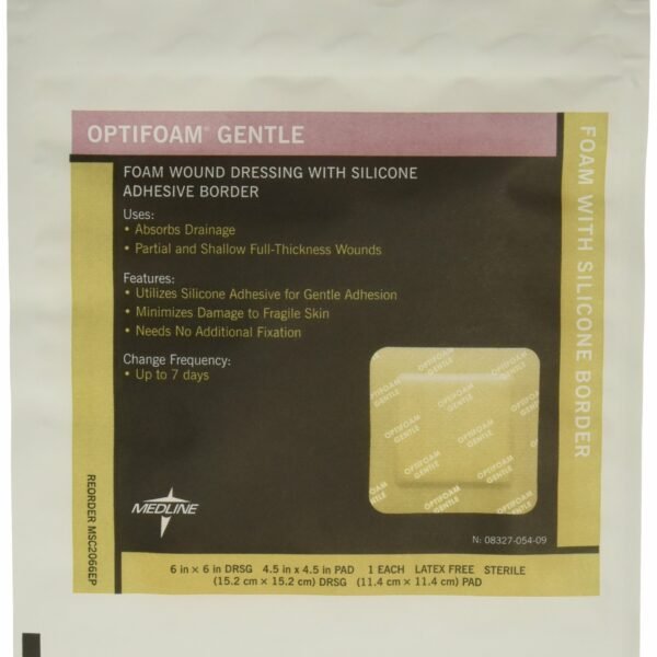 Medline Optifoam Gentle Border Adhesive Dressings, 6 x 6 (Pack of 10)
