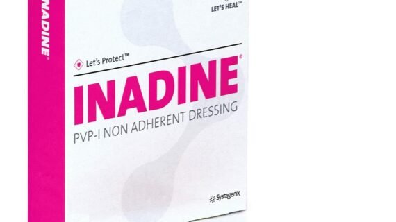 Inadine 5cm x 5cm x5 Non-Adherent Wound Dressings, Povidone-Iodine, Antimicrobial