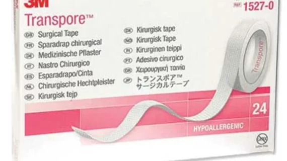 3m Transpore 1.25cm x 9.14m (1/2in x 10yds)