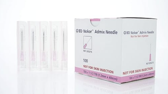 Becton Dickinson Nokor Admix Needles, 18G x 1.5" TW, 1.2MM x 40MM, Sterile, Case of 1000, 305215