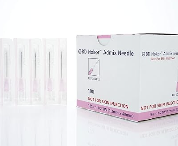 Becton Dickinson Nokor Admix Needles, 18G x 1.5" TW, 1.2MM x 40MM, Sterile, Case of 1000, 305215