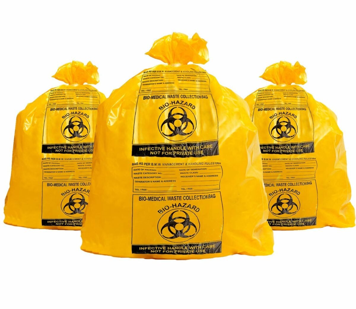 Biohazard Medical Waste Garbage Bag, Yellow (30cm x 60cm) Biohazard Medical Waste Garbage Bag, Yellow (30cm x 60cm) - Image 1