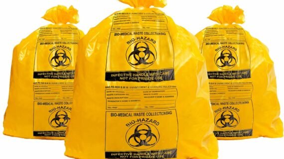 Biohazard Medical Waste Garbage Bag, Yellow (30cm x 60cm)