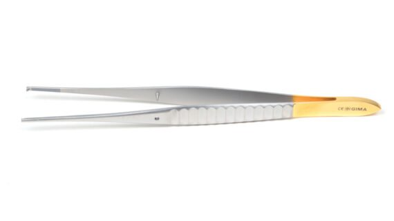 Dissecting Forcep with Scraper End, Gold Tip, 18cm